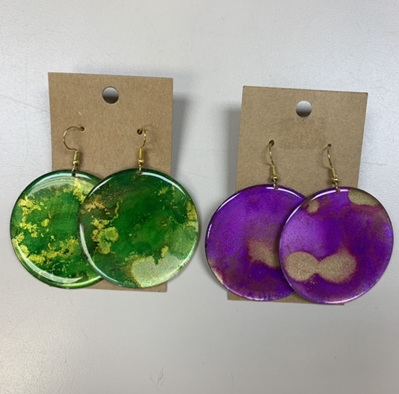 Alcohol Ink Large Round Earring 