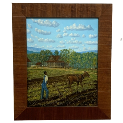 "Mac Plowing" Mac, Plowing, Oil Painting, Stephen r. James