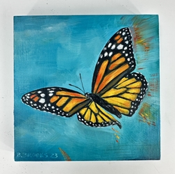 Spreading Joy rebecca brooks, oil on panel, varnished with gamvar, spreading joy, 6x6 painting, butterfly painting, 